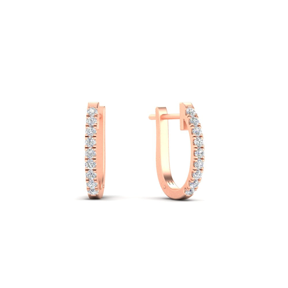 Round Cut 0.25 Ct Diamond Hoop Earrings