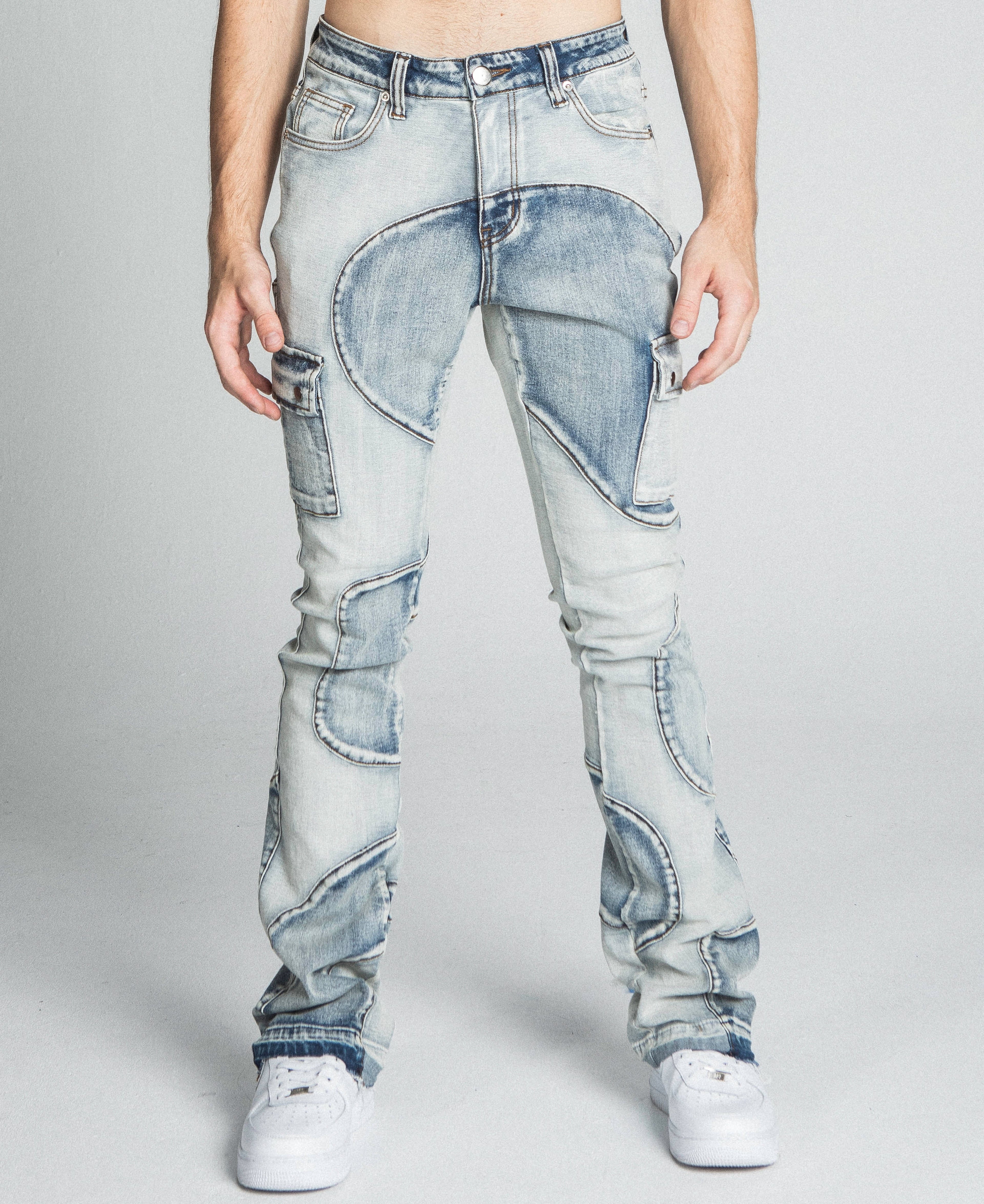 AJ40SK COLOR BLOCK STACKED JEANS