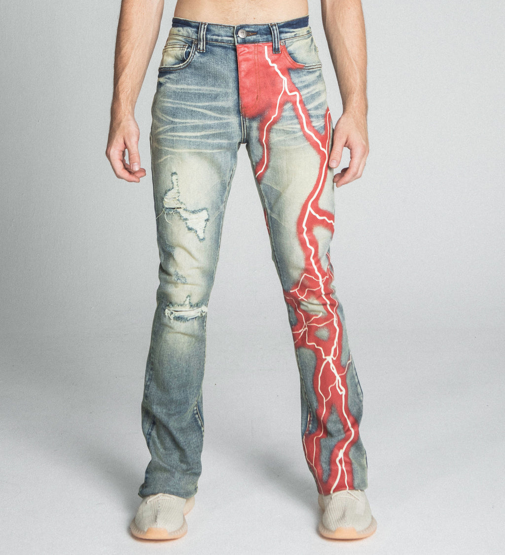 AJ24SK LIGHTNING STACKED JEANS