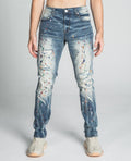 AJ738SL-1 SPLASH PAINT VINTAGE SLIM JEANS