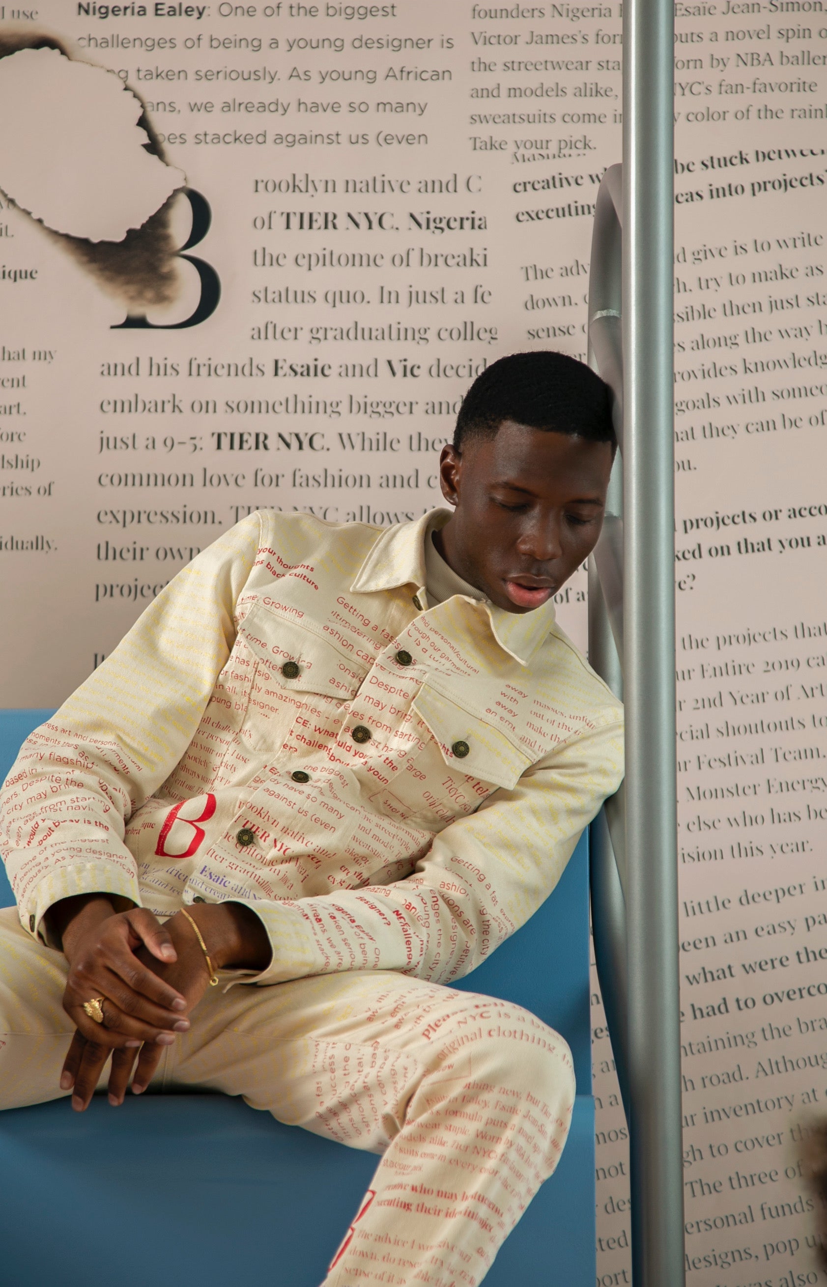 CREAM ARTICLE DENIM PANT