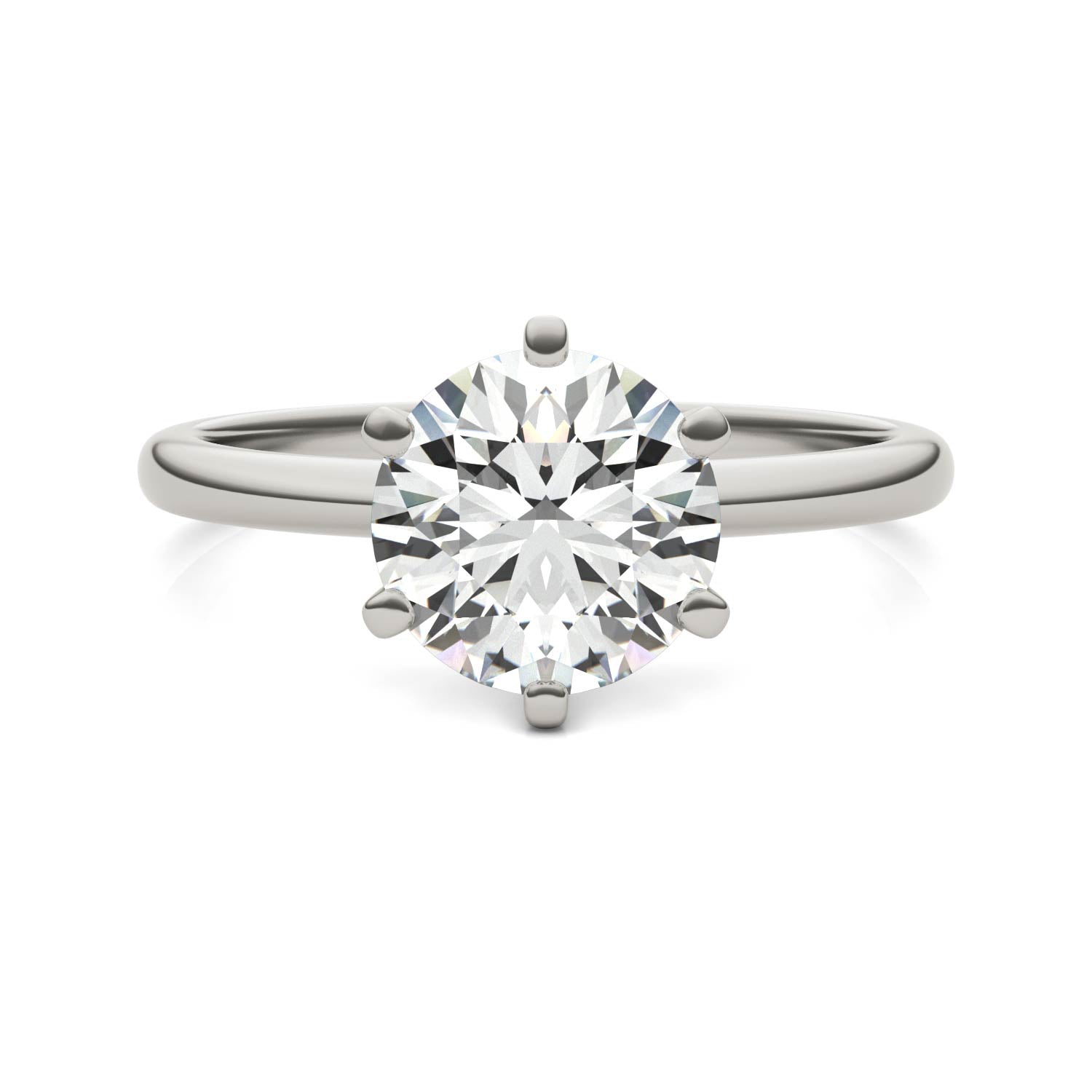Round Diamond Six Prong Solitaire Engagement Ring