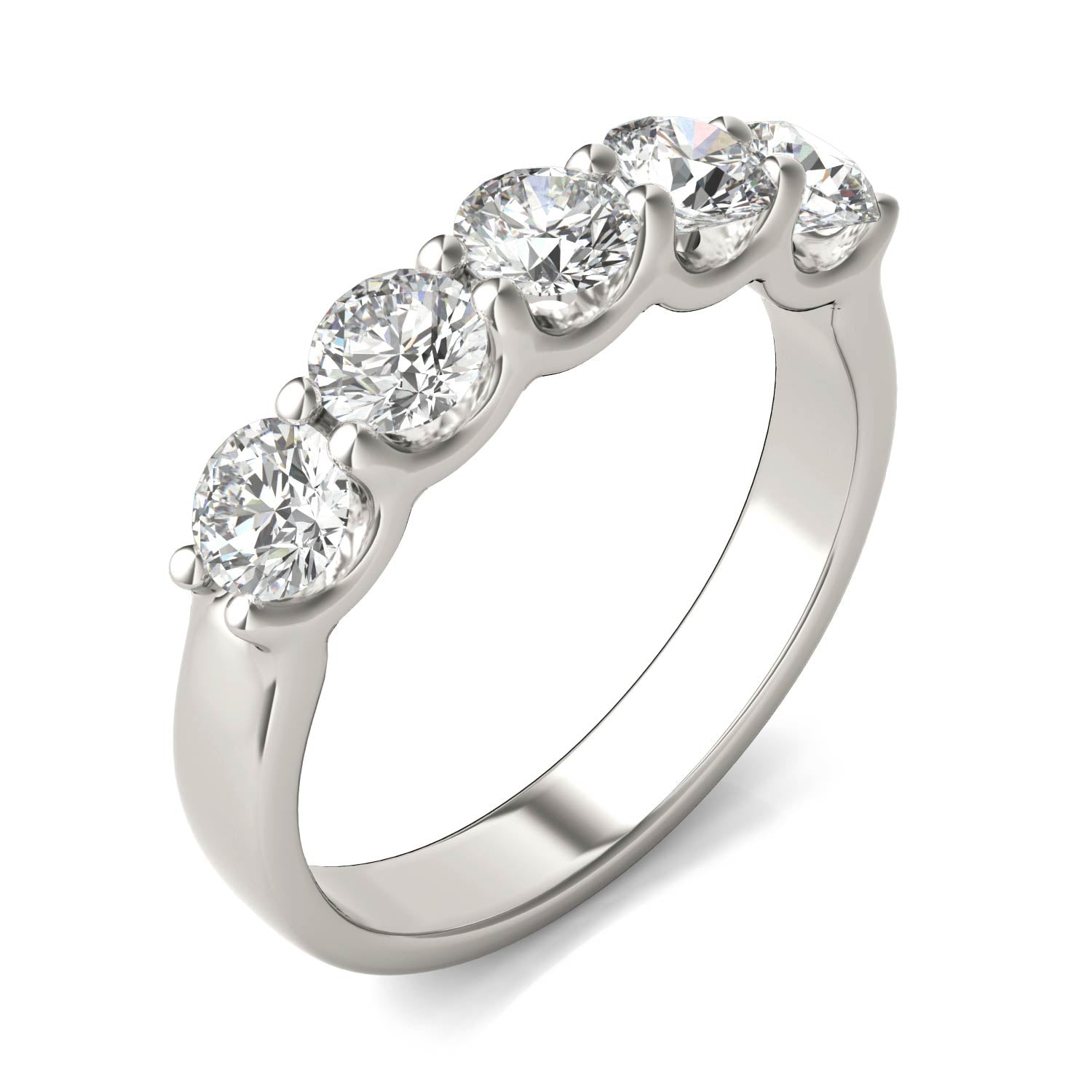 Round Diamond Five Stone Anniversary Band