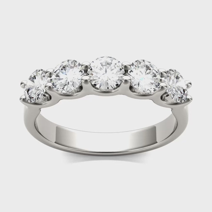 Round Diamond Five Stone Anniversary Band