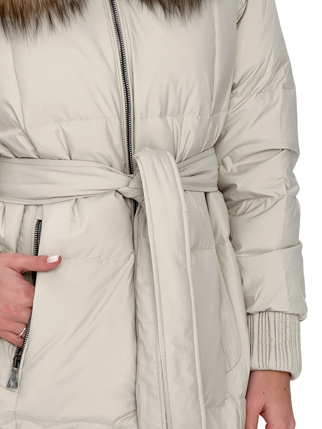 Alice Genuine Silver Fox Down Fill Coat