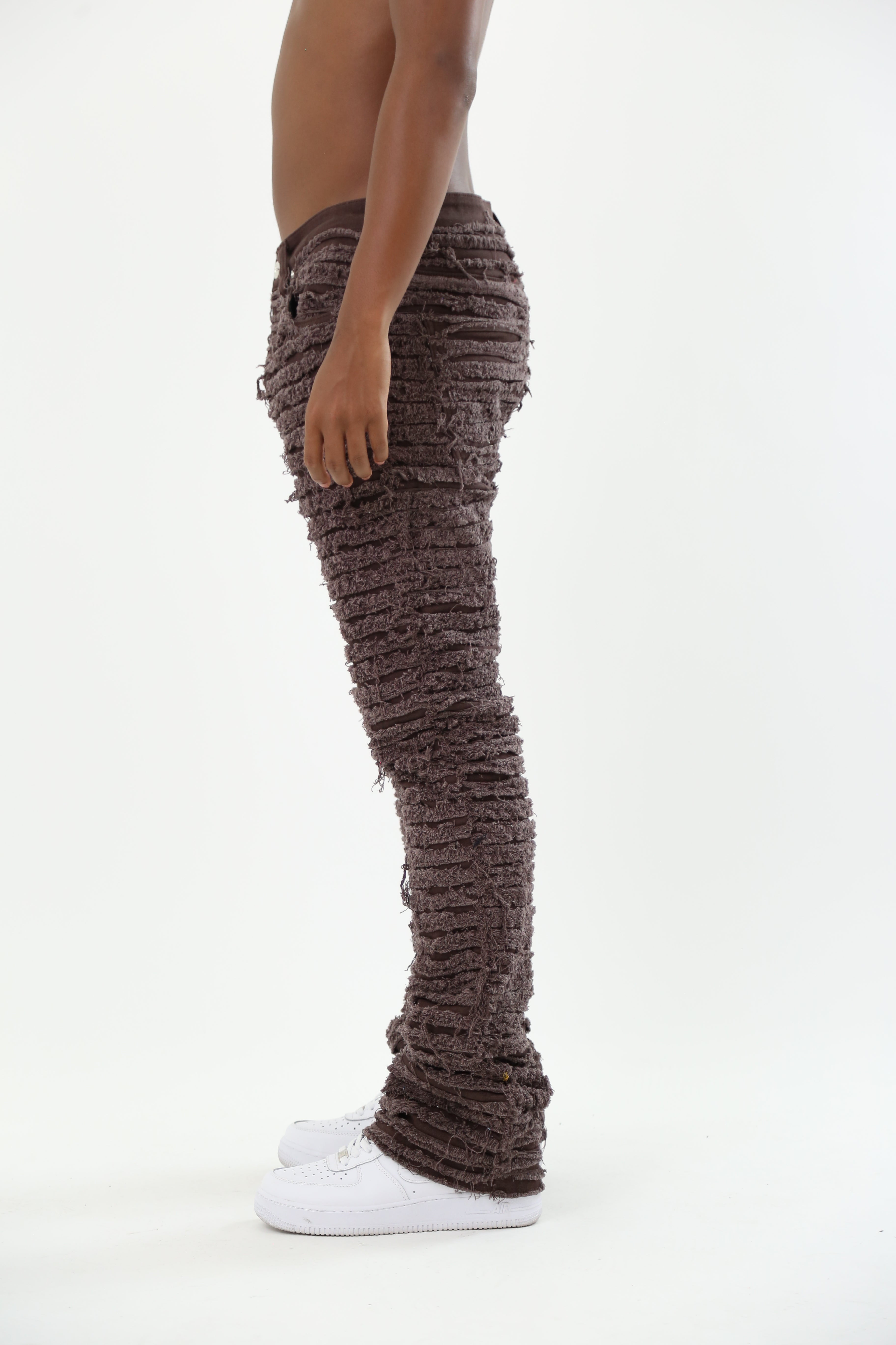 AJS693 EXTREME FRAYED STACKED JEANS