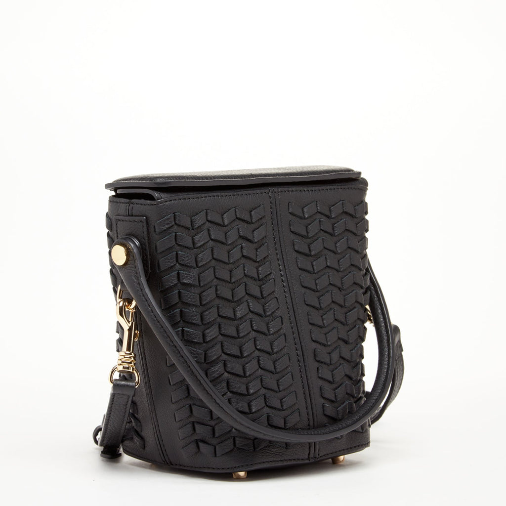 Leather Bucket Quilted Black Purse