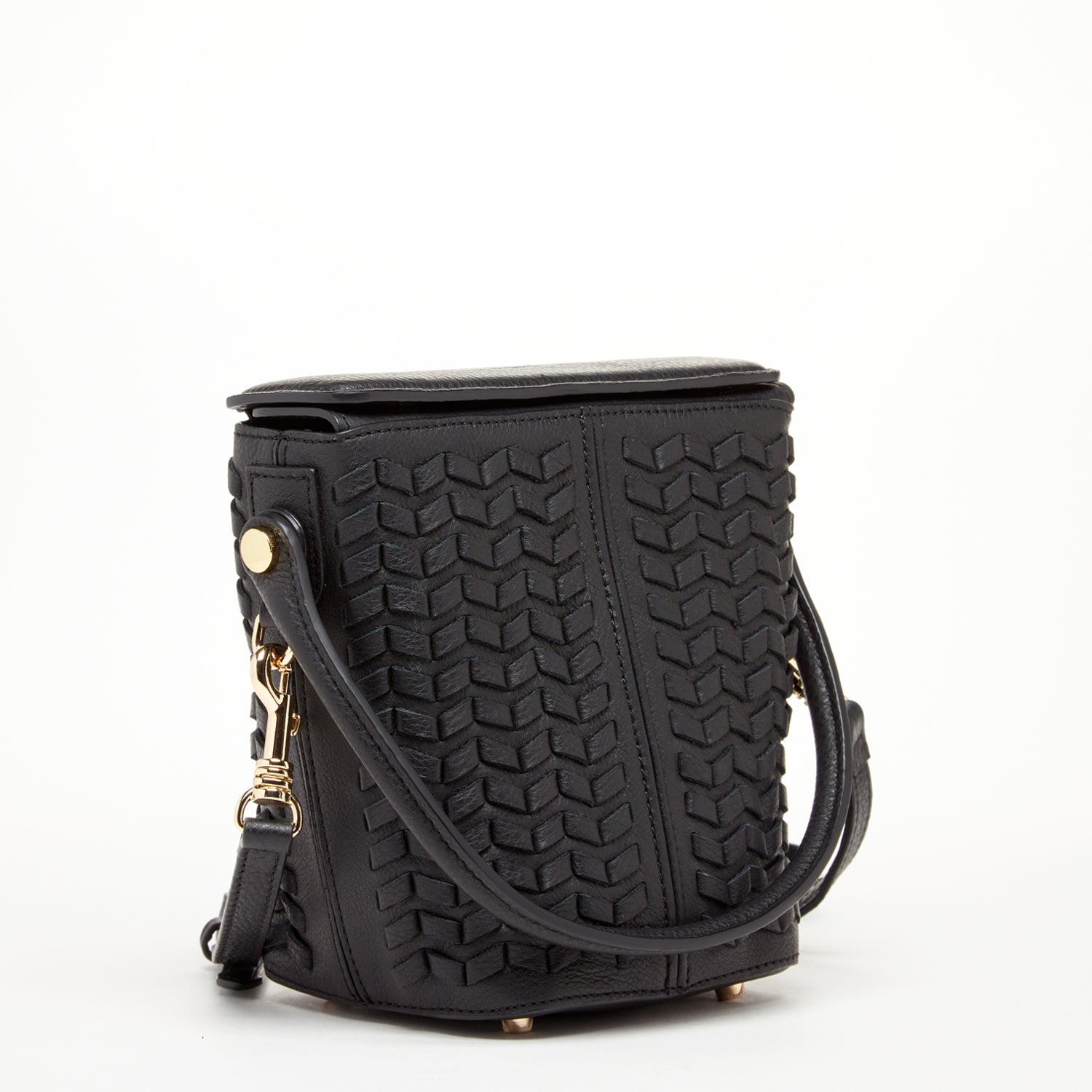 Leather Bucket Quilted Black Purse