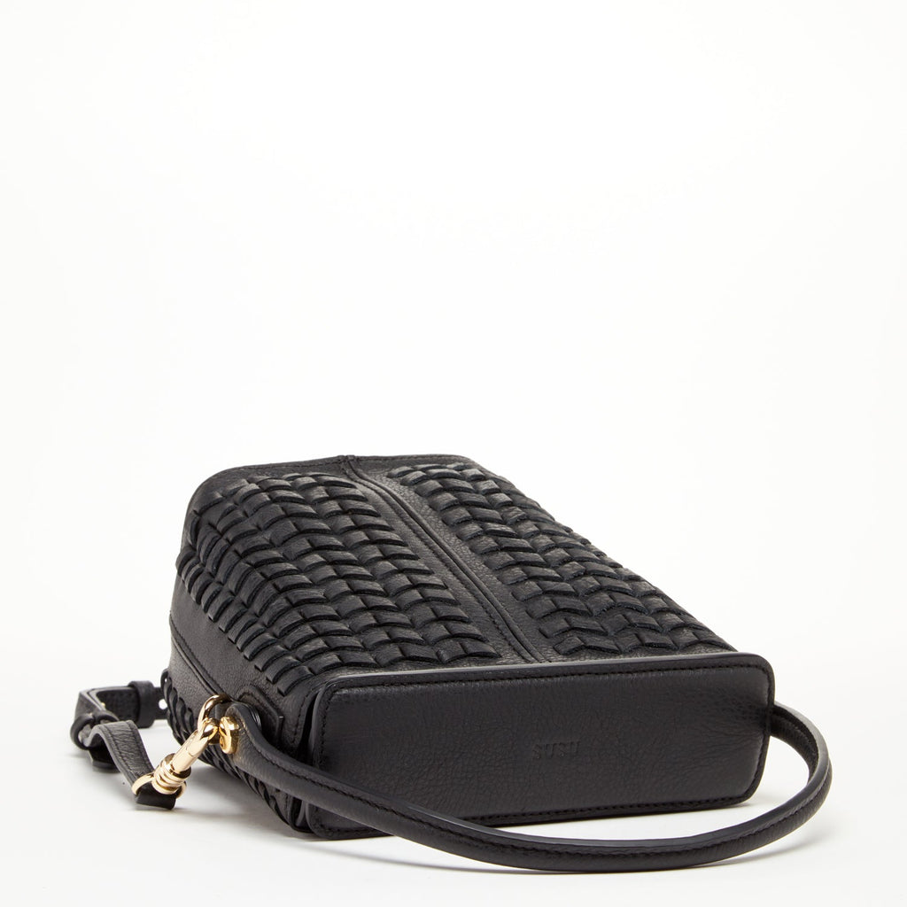 Leather Bucket Quilted Black Purse