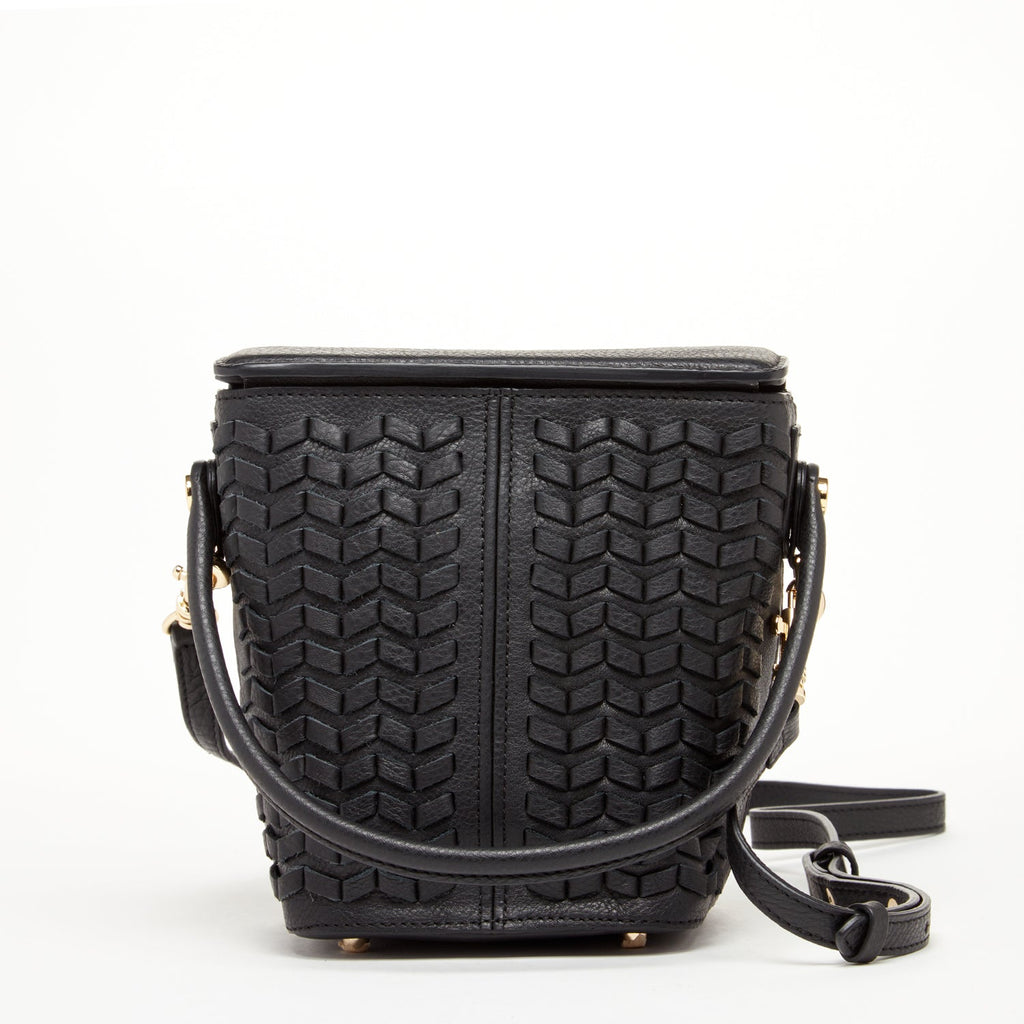 Leather Bucket Quilted Black Purse