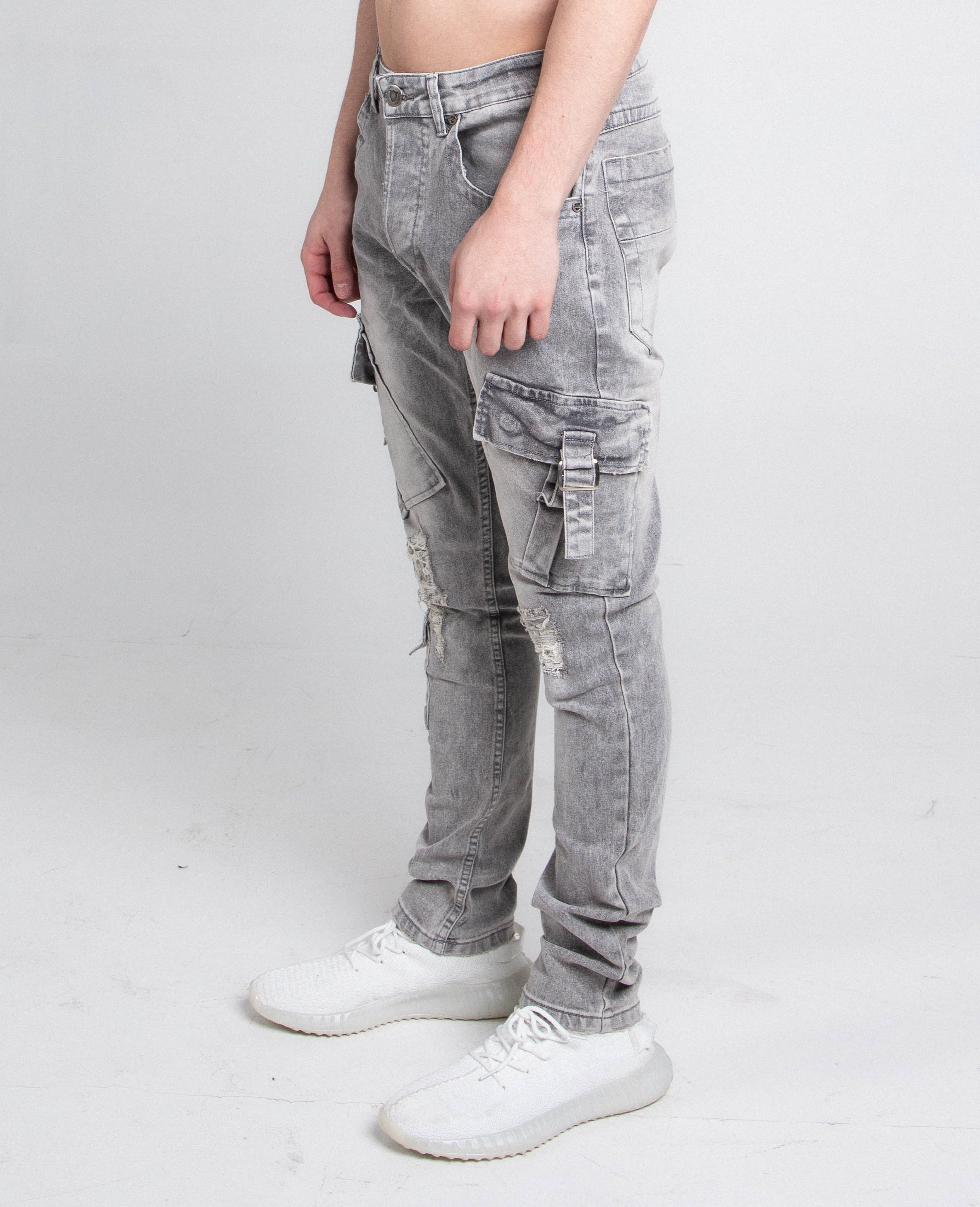 A408 CARGO POCKETS GREY SKINNY