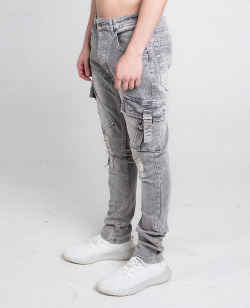 A408 CARGO POCKETS GREY SKINNY