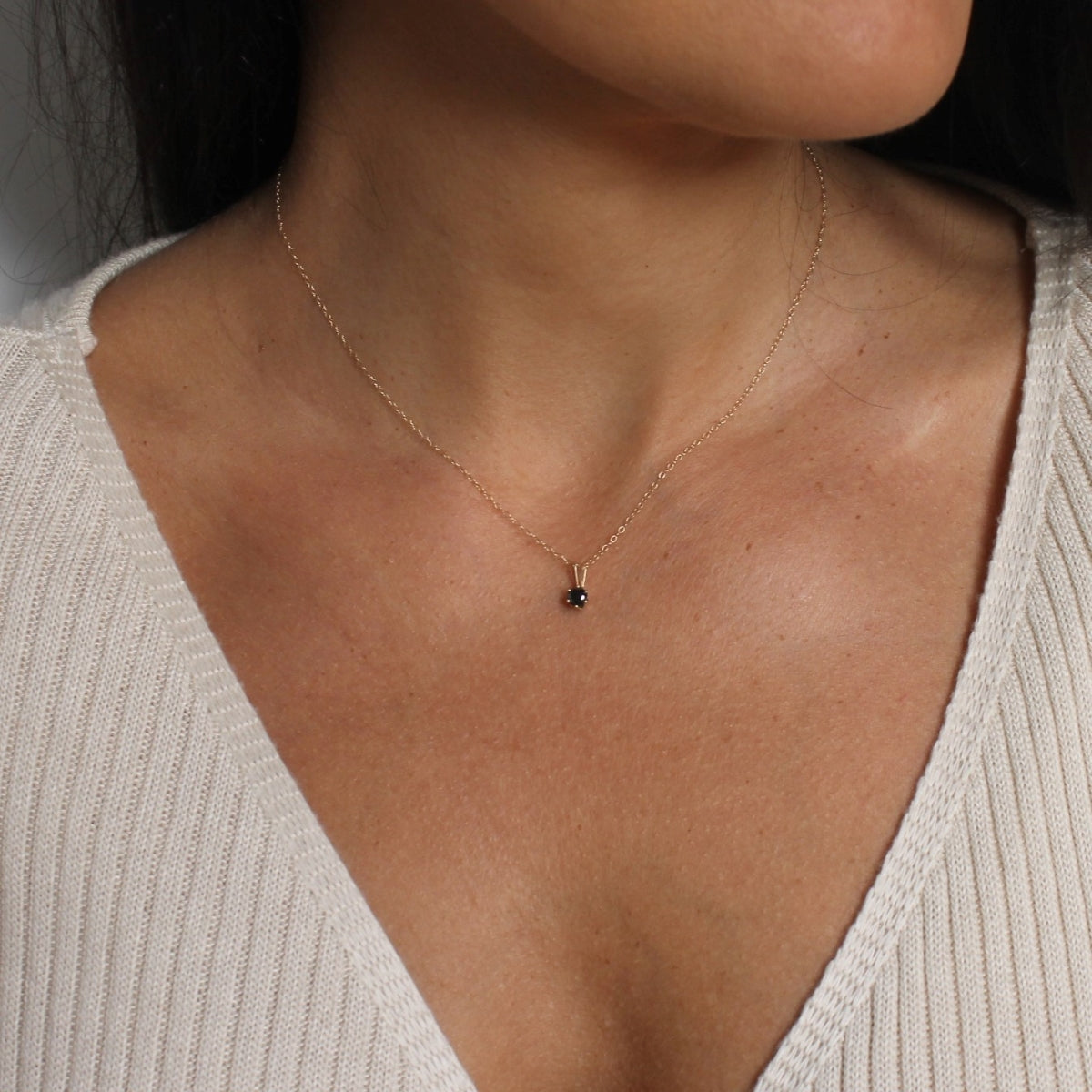 Black Diamond Solitaire Necklace