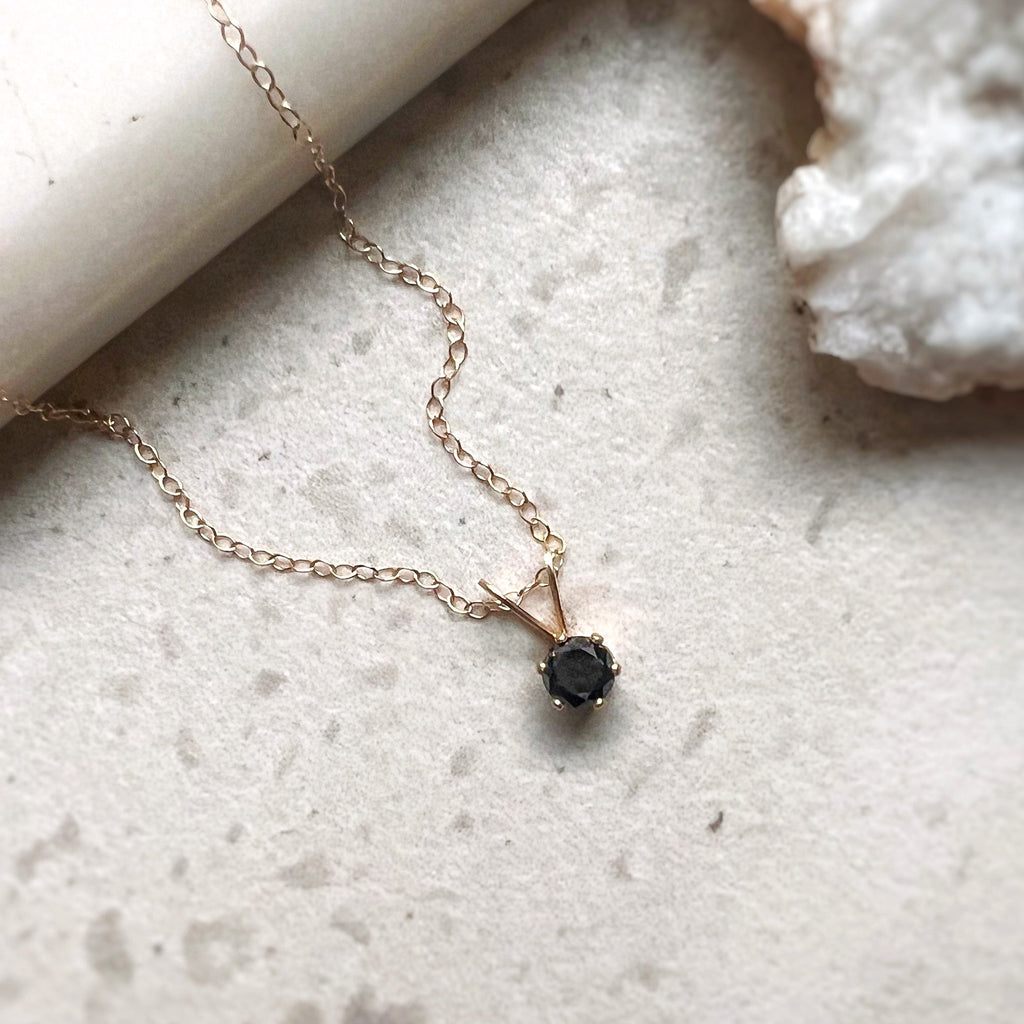 Black Diamond Solitaire Necklace