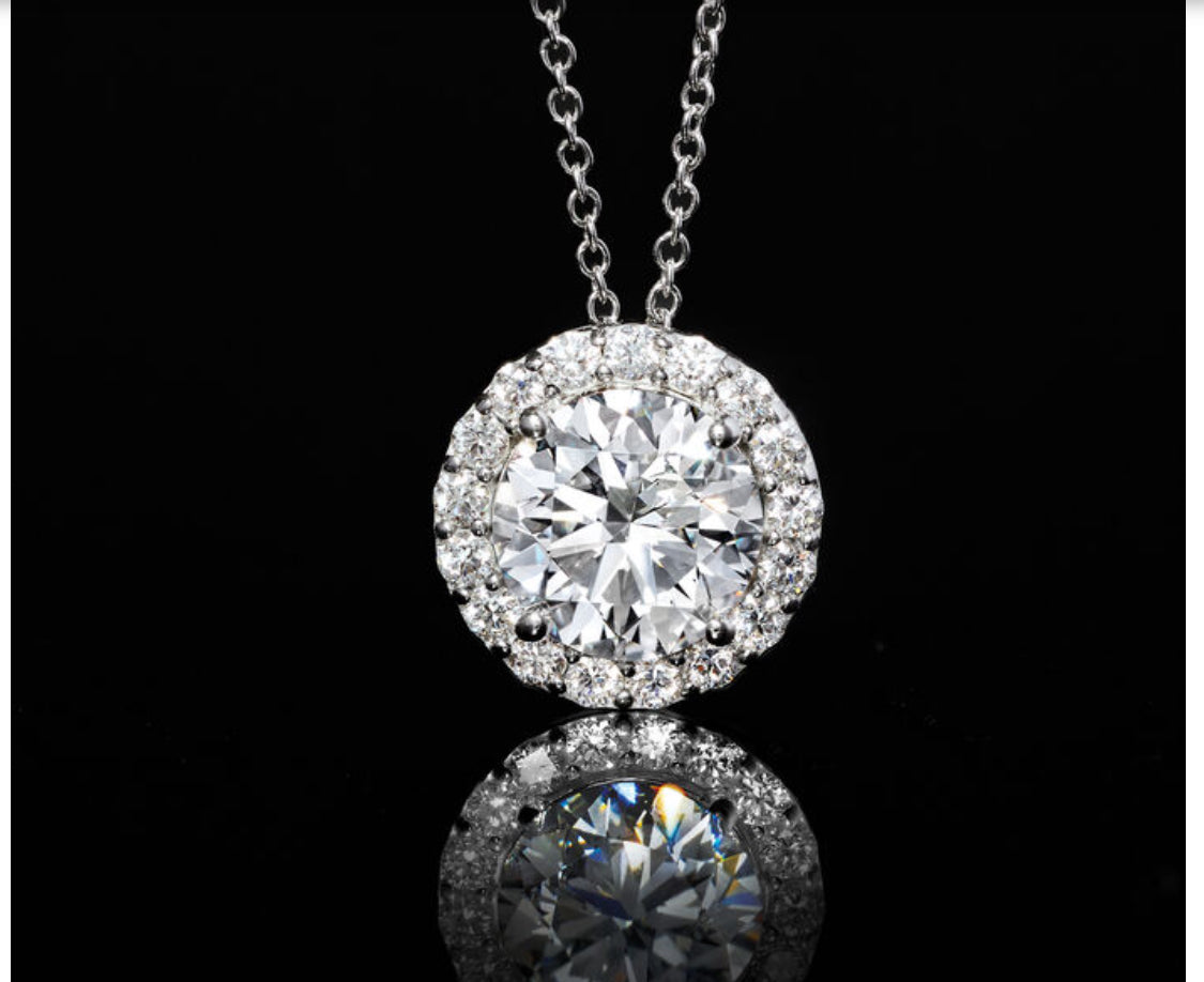Diamond Halo Pendant Necklace