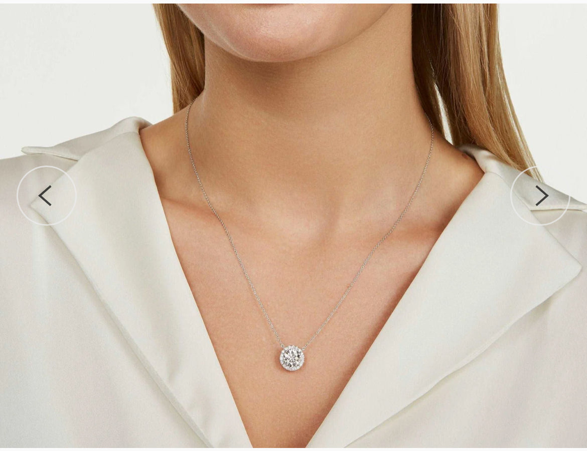 Diamond Halo Pendant Necklace