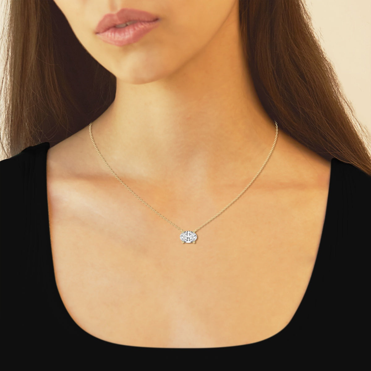 Oval Diamond Solitaire Pendant