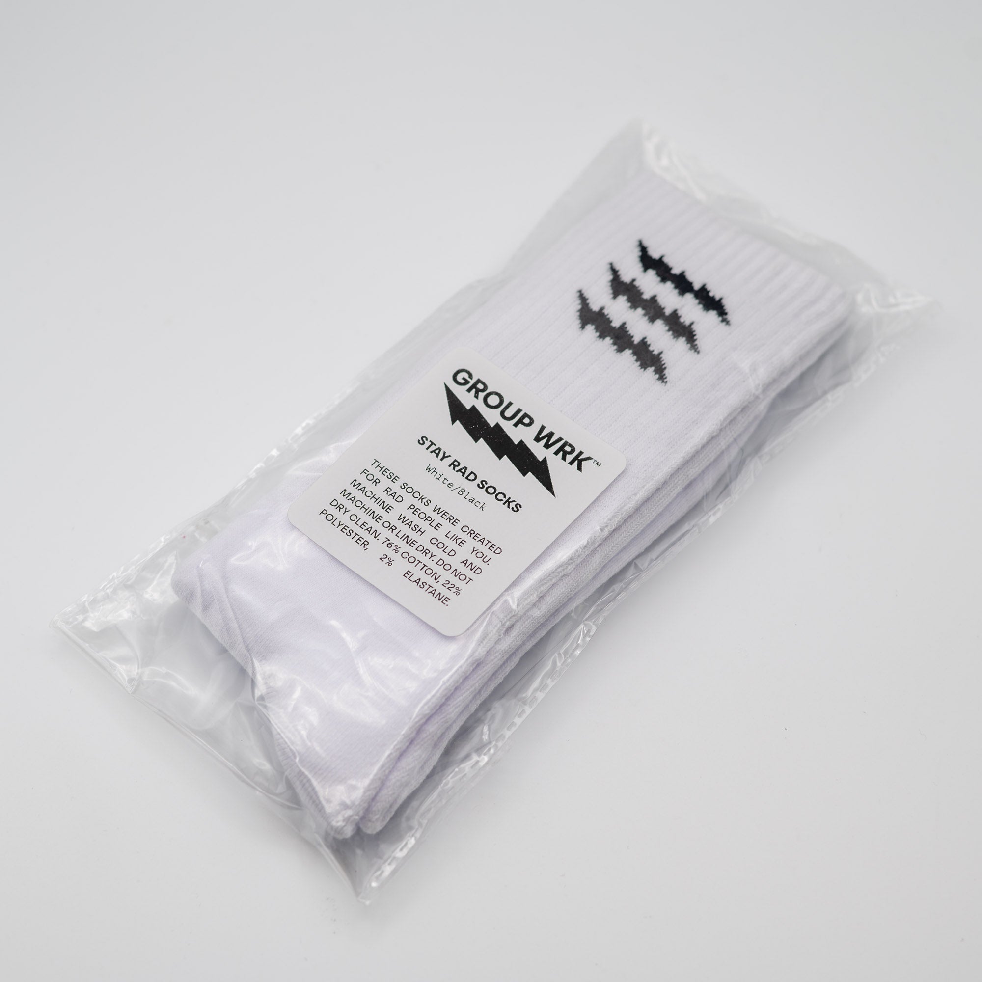 Stay Rad Crew Sock - White