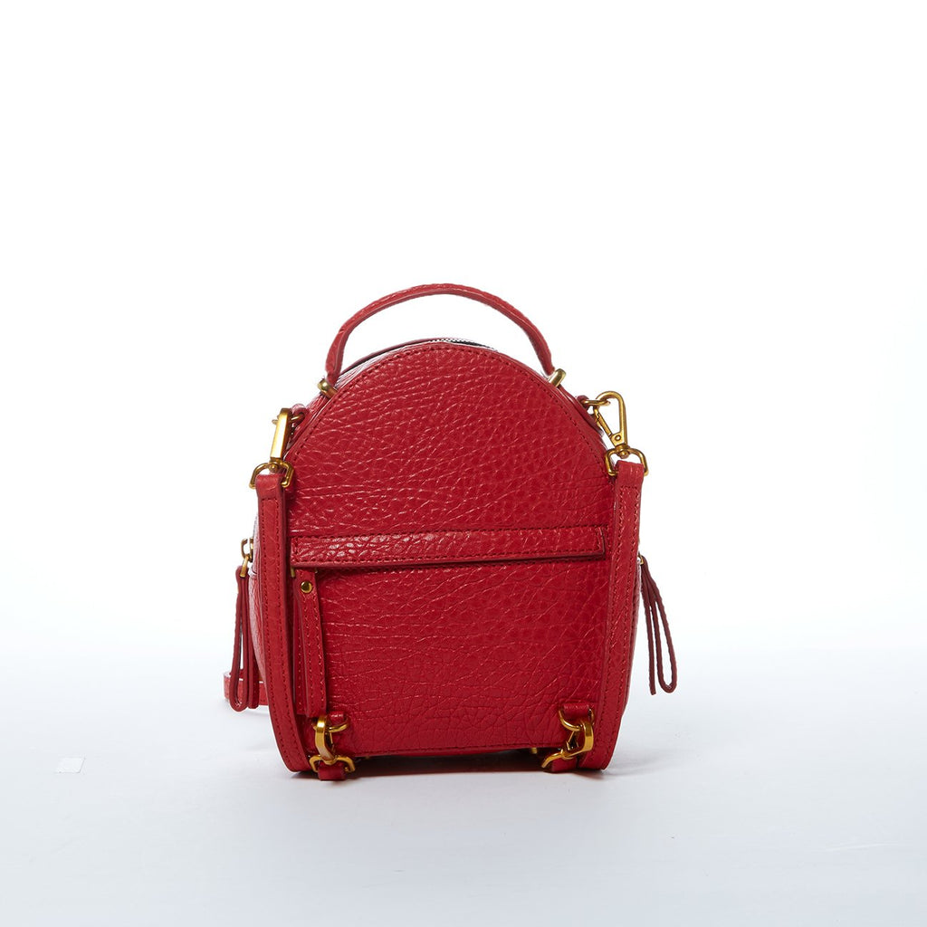 Small Red Leather Backpack Purse Convertible Crossbody Bag