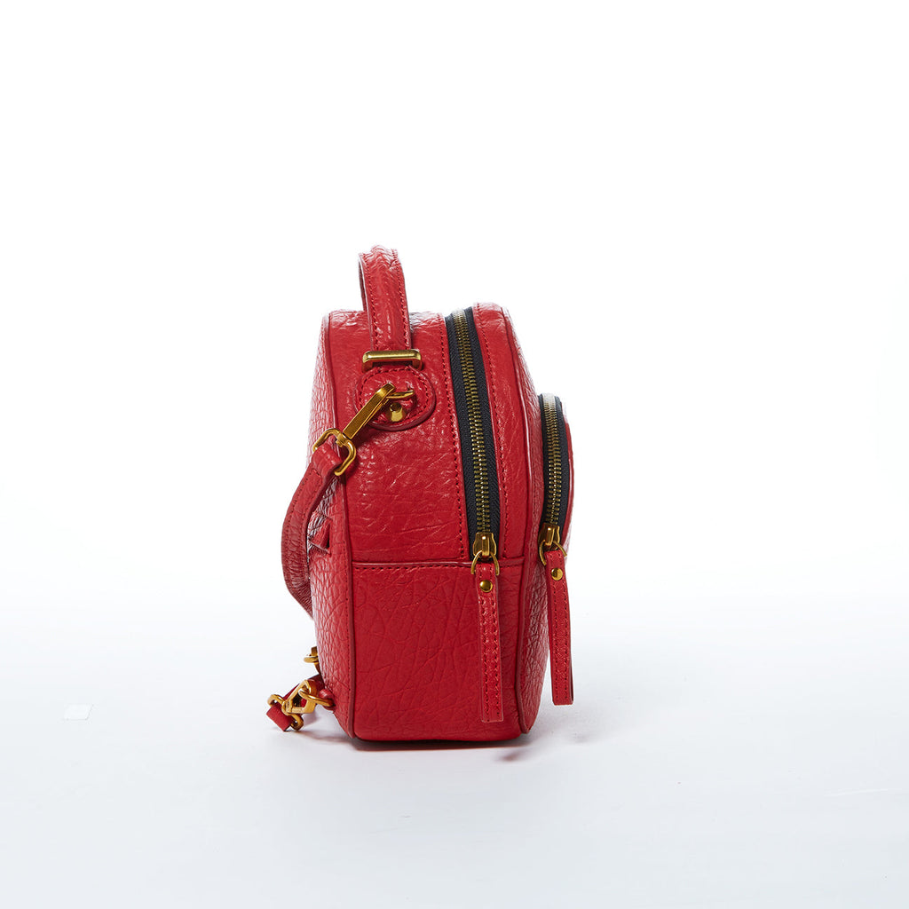 Small Red Leather Backpack Purse Convertible Crossbody Bag