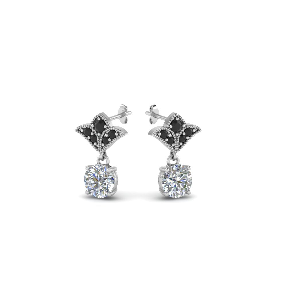 Art Deco Inspired Round Drop Earring Half Carat