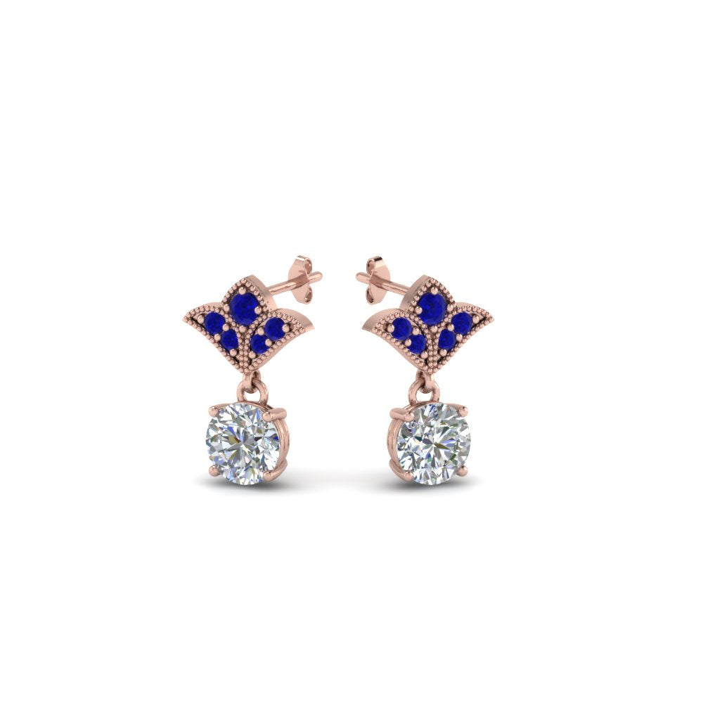 Art Deco Inspired Round Drop Earring Half Carat