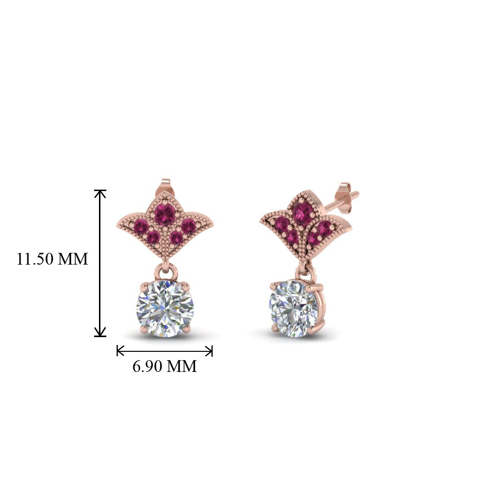 Art Deco Inspired Round Drop Earring Half Carat