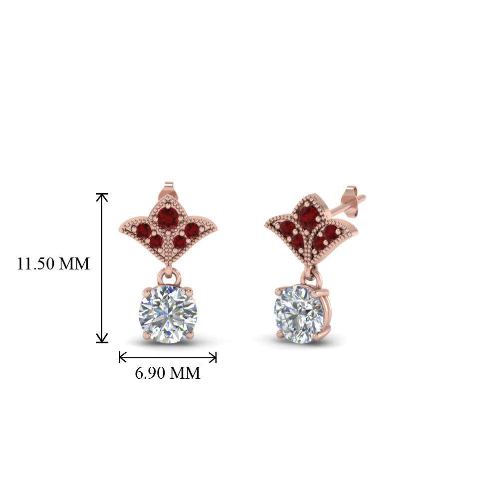 Art Deco Inspired Round Drop Earring Half Carat