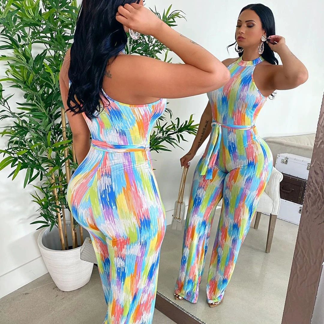 Printed Casual Striped Women's Jumpsuit