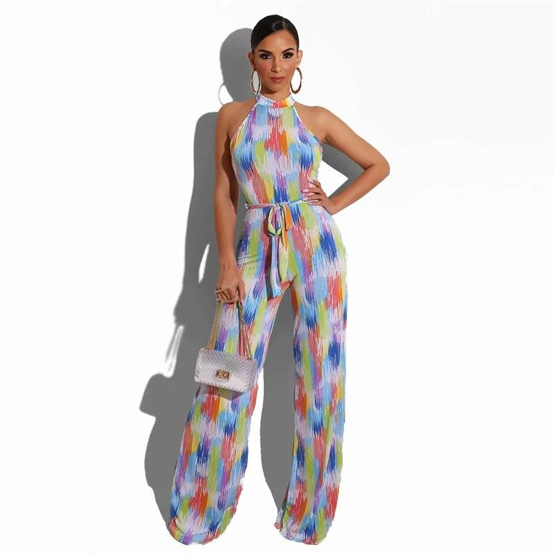 Printed Casual Striped Women's Jumpsuit