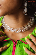 Clear Large Cuban Link Choker – Acrylic Glass Chain for Y2K Fashion, Layering & Statement Style