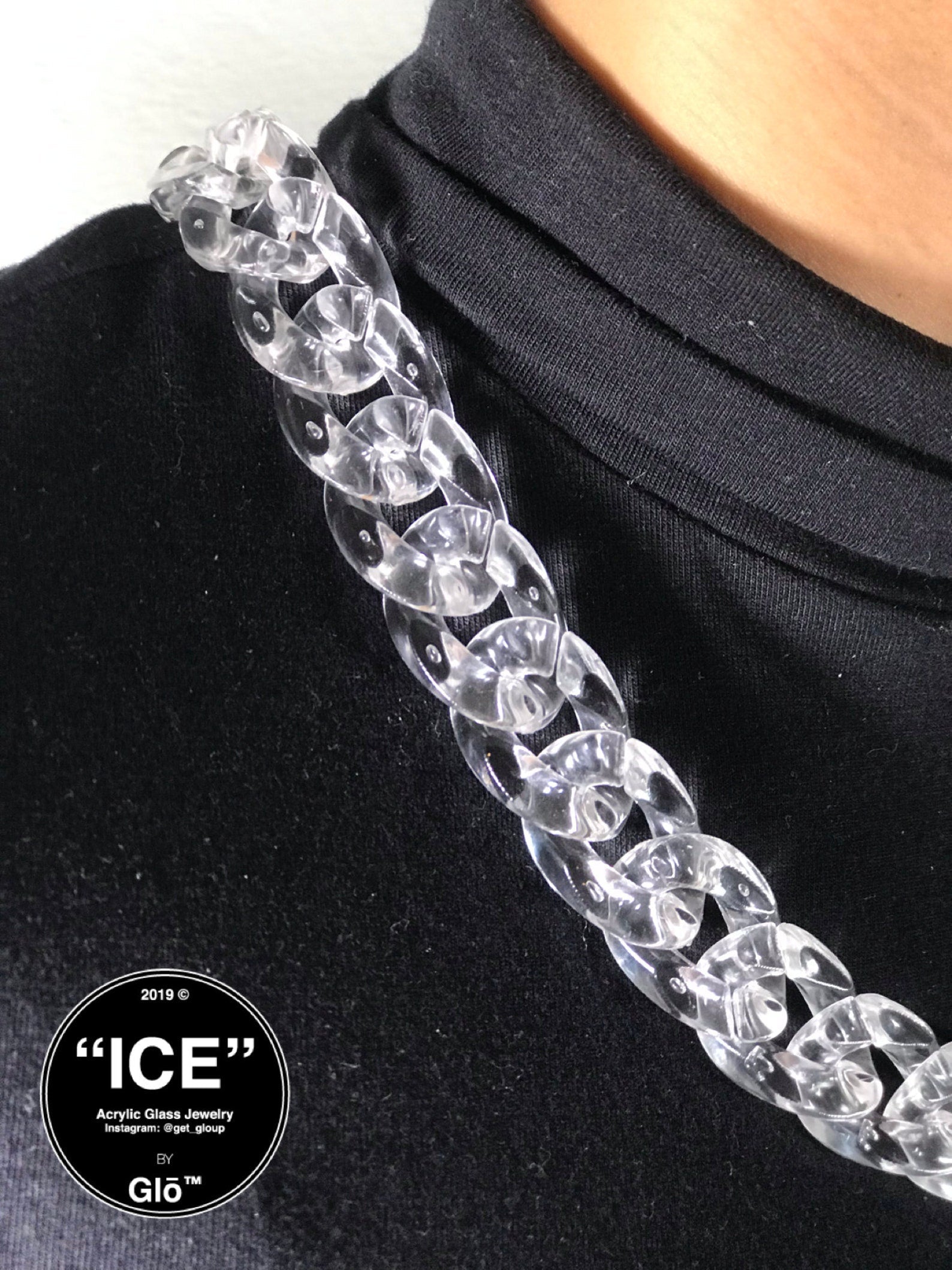 Clear Large Cuban Link Necklace – Acrylic Glass Chain for Layering, Y2K Fashion & Statement Style