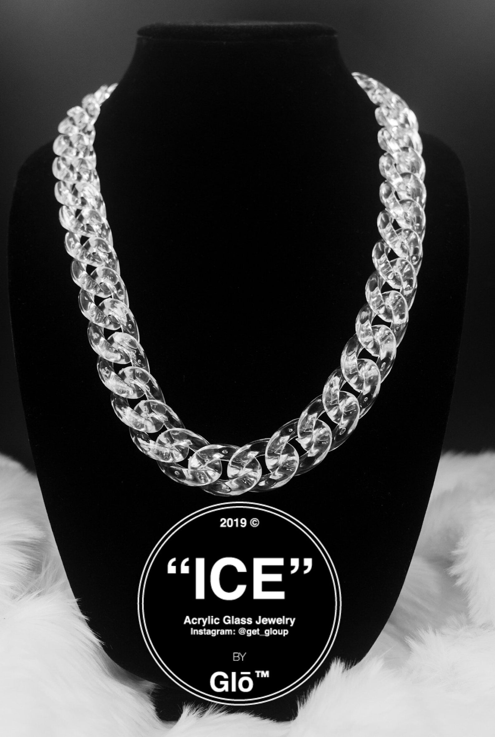 Clear Large Cuban Link Necklace – Acrylic Glass Chain for Layering, Y2K Fashion & Statement Style