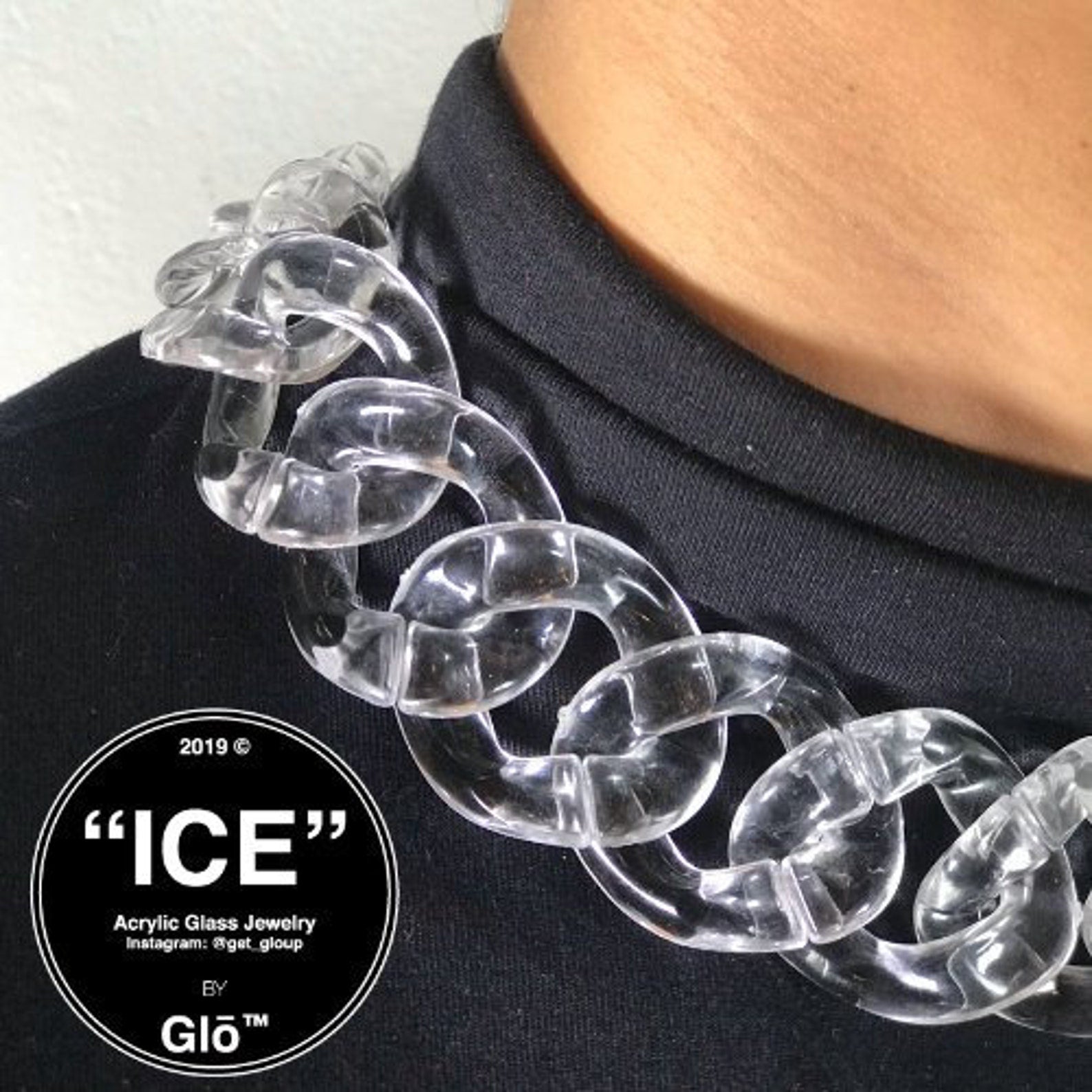 Clear XL Curb Link Choker – Chunky Acrylic Glass Chain for Y2K Fashion, Streetwear & Bold Statement Style