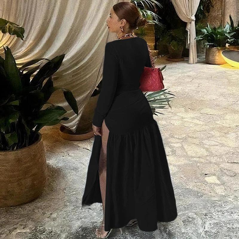 Women's Fashion Sexy Long-sleeved Jumpsuit Lace-up Dress