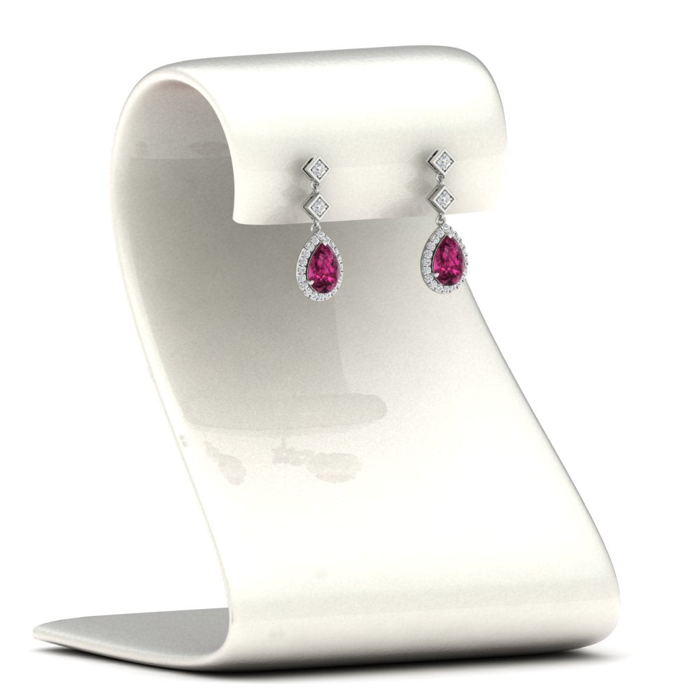Double Drop Pear Halo Earring