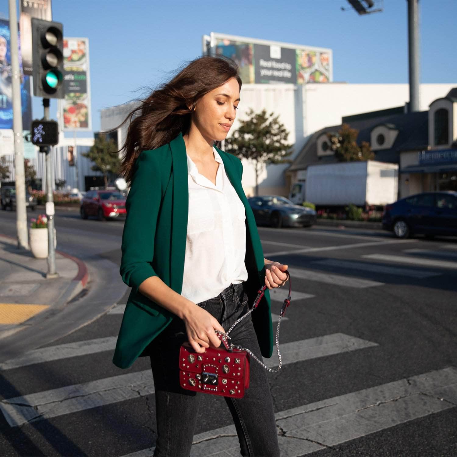 Red Studded Small Handbag