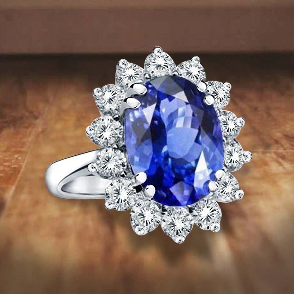 Princess Diana Inspired Sapphire and Diamond Halo Ring