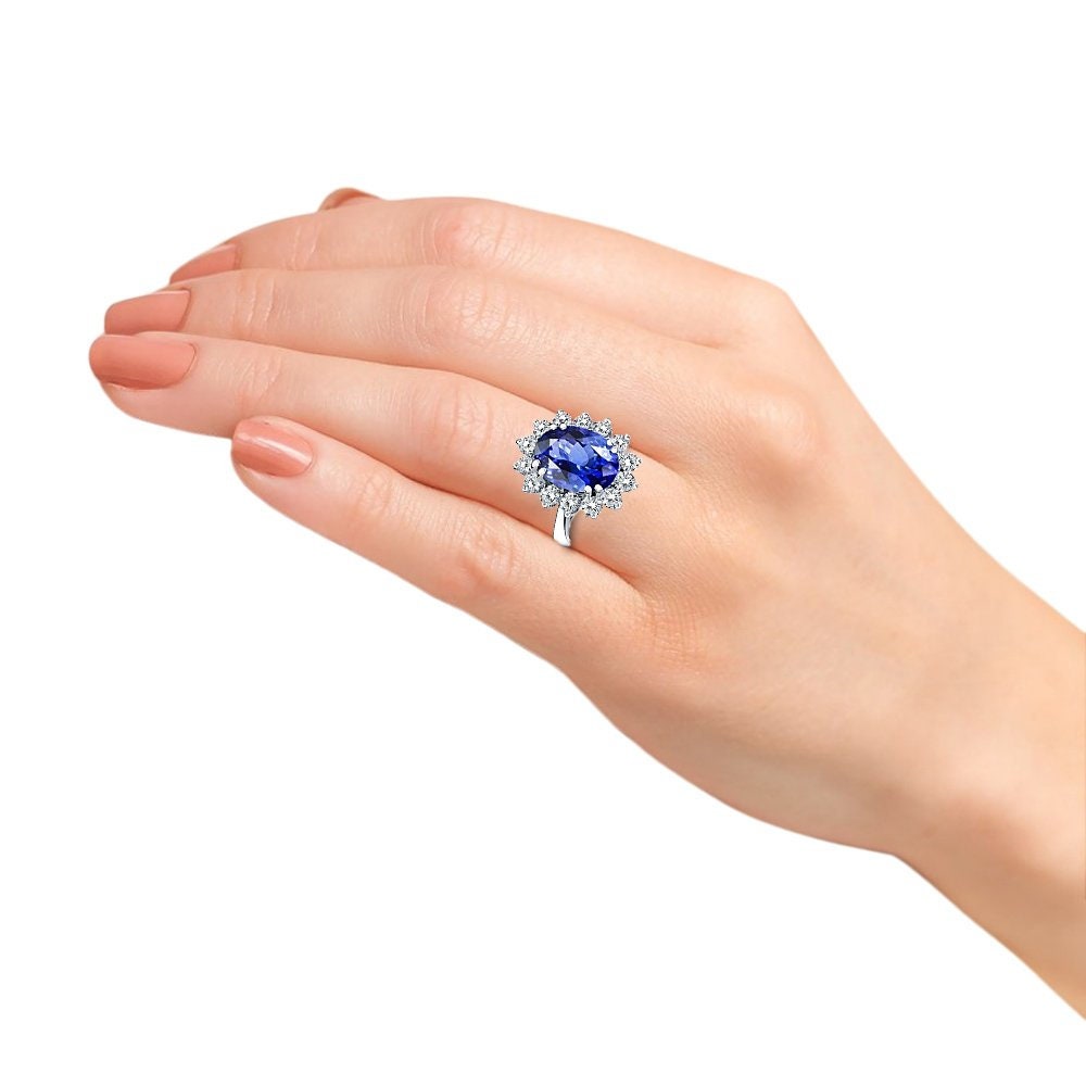 Princess Diana Inspired Sapphire and Diamond Halo Ring