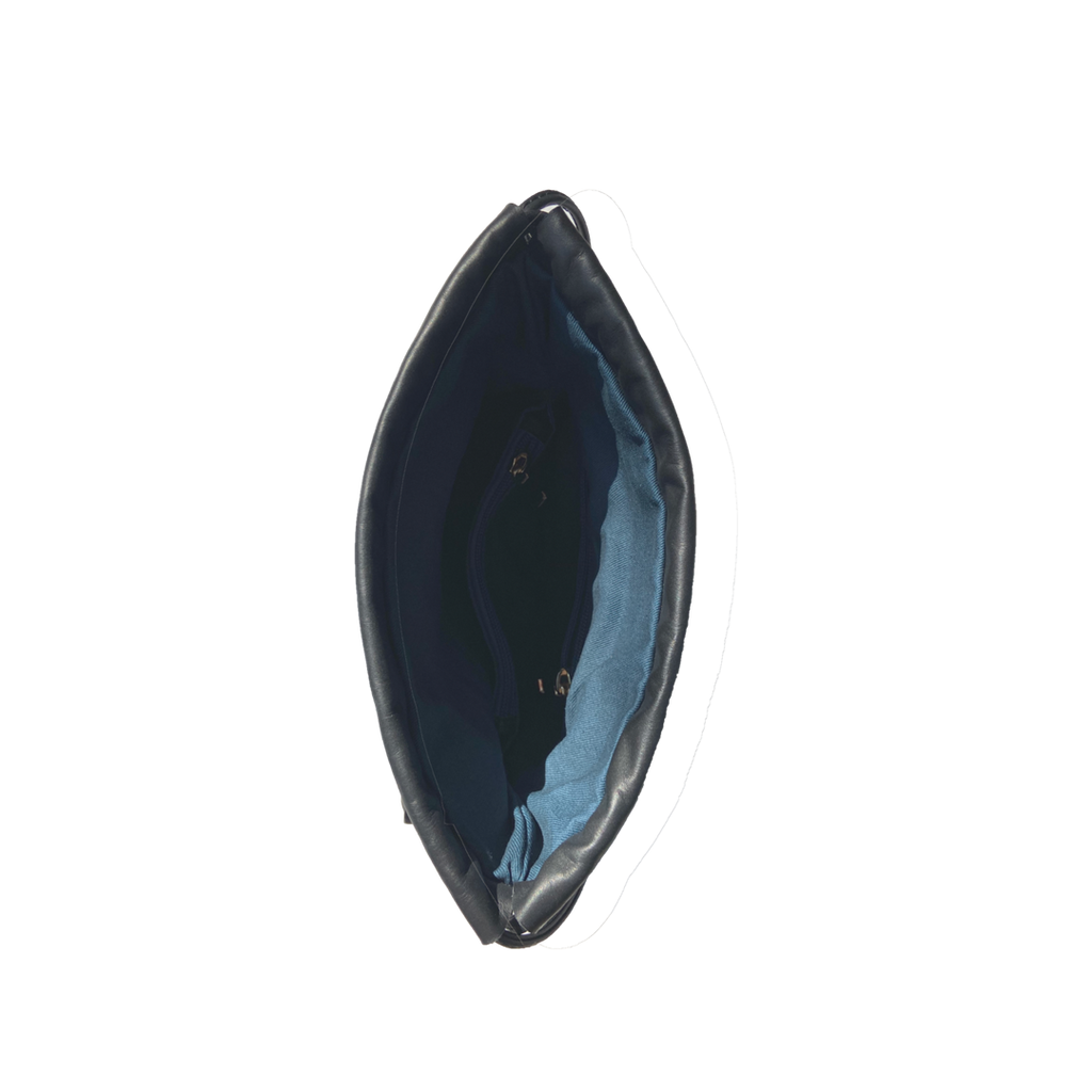 Leather Bucket Bag Black Purse Snakeskin Drawstring Design Medium Size Bag