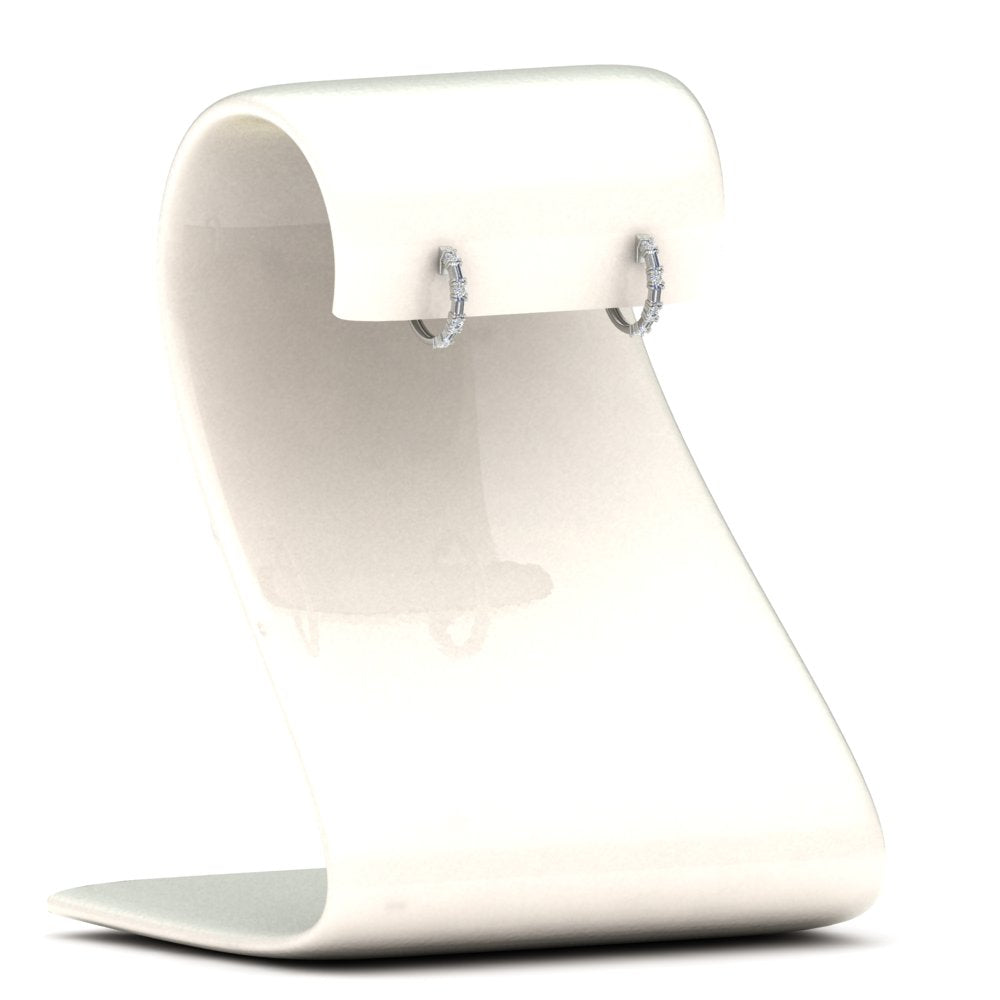 Round And Baguette Huggie Earrings